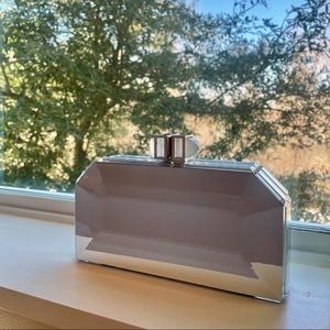 Judith Leiber Couture / Silver Faceted Mirrored Box Clutch